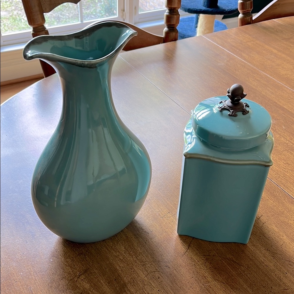 Southern Living at HOME Teal Ceramic Vase